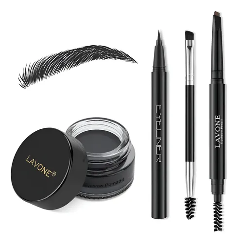 Kit De Cejas Lavone: Pomada, Lápiz Y Delineador Impermeable