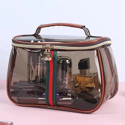 Bolsa De Maquillaje Grande Transparente Con Varios