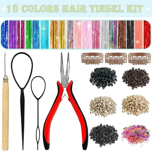 Hair Tinsel, Kit De Oropel De 18 Colores Para Niñas