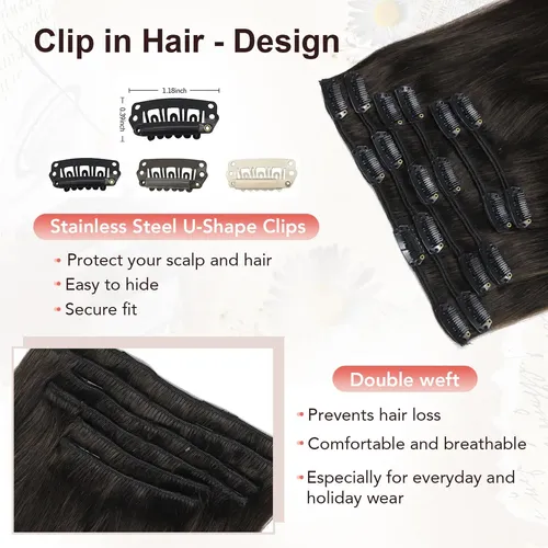 Extensiones De Cabello Natural 50cm 6pcs, Negro