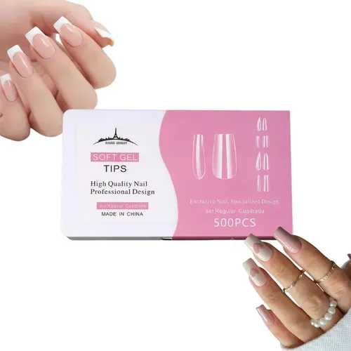 Tips Para Soft Gel Paris Night X500 Cuadrada Caja