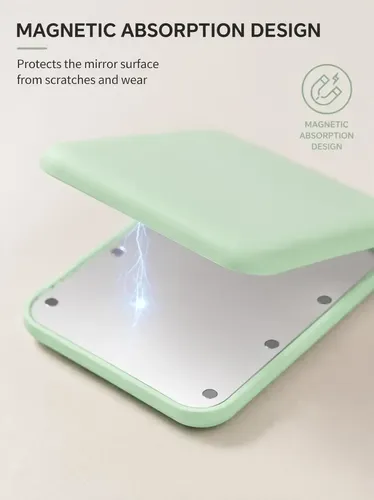 Espejo De Maquillaje Portátil Plegable Doble Cara Con Luz Le