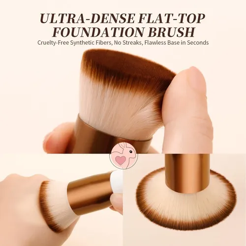 Brocha Maquillaje Plana Mango Madera Sintética