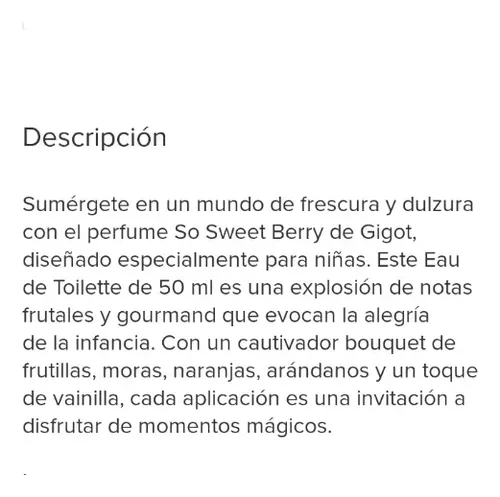 Perfume Gigot So Sweet Berry Edt 50 Ml Original Oferta