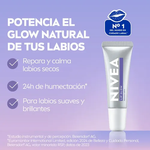 Nivea Bálsamo Labial Lip Glow Con Ácido Hialurónico 10ml Todo Tipo De Piel Día/noche