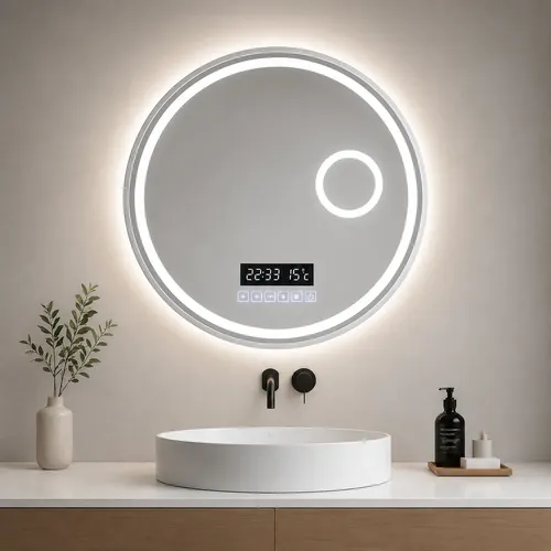 Espejo Redondo C/parlant Led 60cm Lupa Frío Cálido Bluetooth
