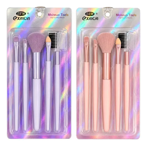 Set De Brochas De Maquillaje X5 Con Cepillo Para Cejas