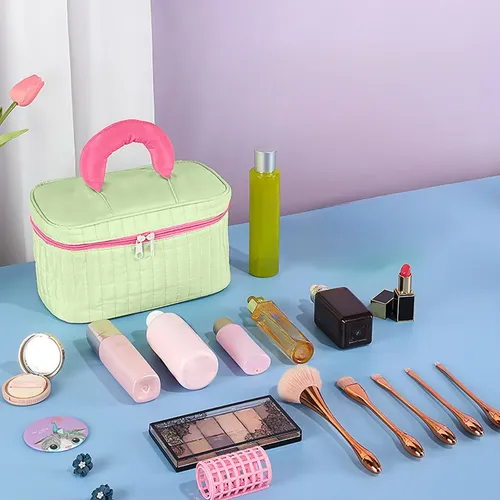 Bolsa De Maquillaje De Lona Con Asa, Organizador De Artículo