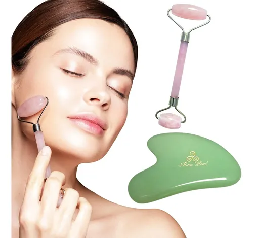 Rodillo Facial Jade Verde Masajeador Drenaje Linfático