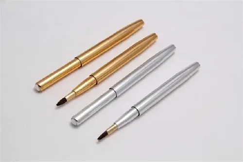 Pincel Delineador Labios Ojos Retráctil Metal Silver Gold