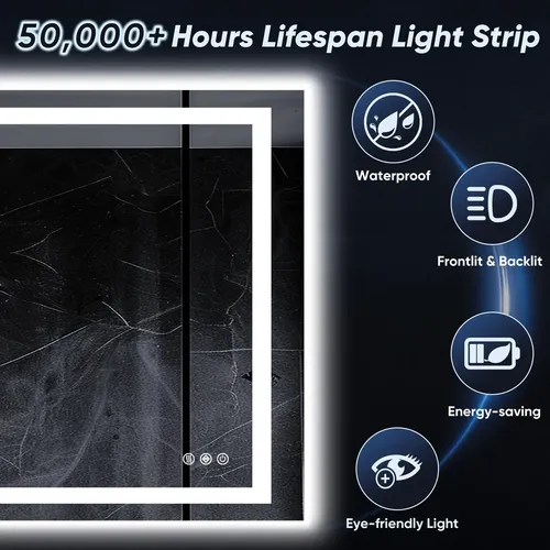 Espejo Led Para Baño Homsion 60×90 Cm Con Luz Frontal Y Tras
