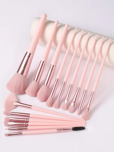 Set 25 Brochas Y Accesorios De Maquillaje Rosa Rosa