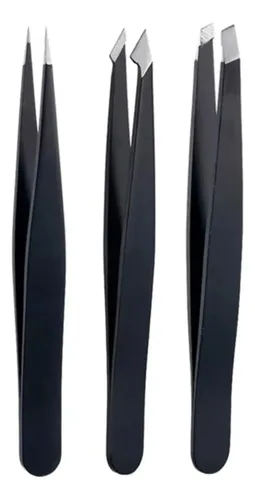 Set De 3 Pinzas Profesionales Para Cejas Con Estuche X 4