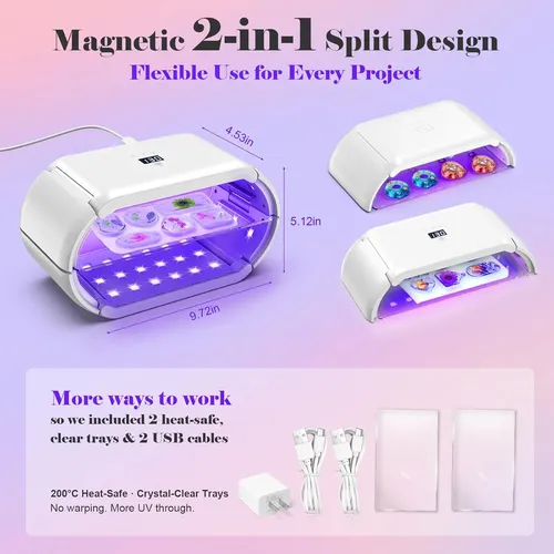 Lámpara Uv Doble 48 Leds 360° Para Resina Y Manualidades