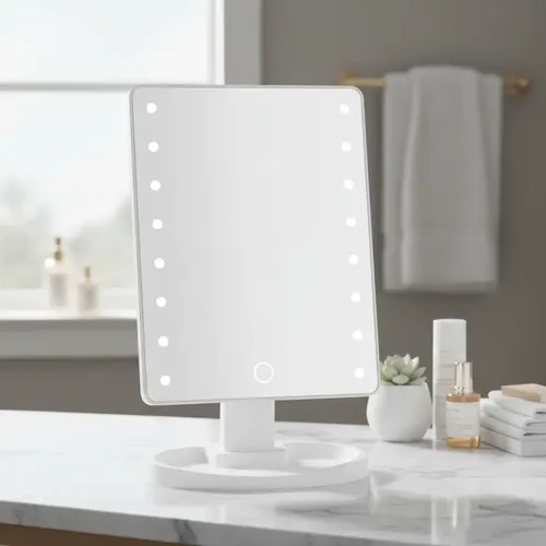Espejo Led Maquillaje Touch Usb Luz Pie Regulable 360 Tactil