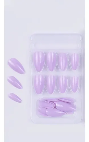 Uñas Press On Veluna – Almendras Medianas – Kit Completo Lila