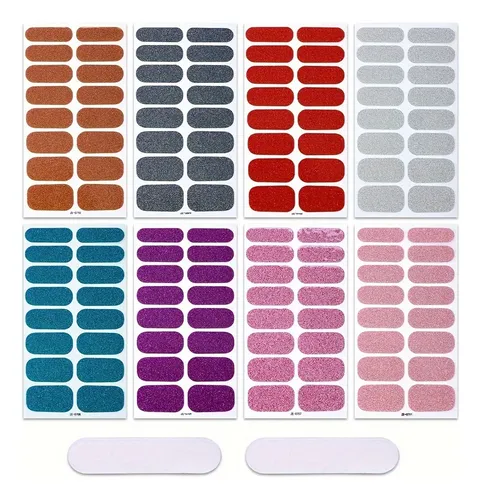 8 Pegatinas De Uñas Completas Con Tiras De Pulido, .
