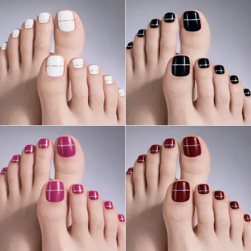 Tiras De Uñas Gel Para Pies Autoadhesivas 22u – No Necesita Lampara UV – Bordo Silver Line