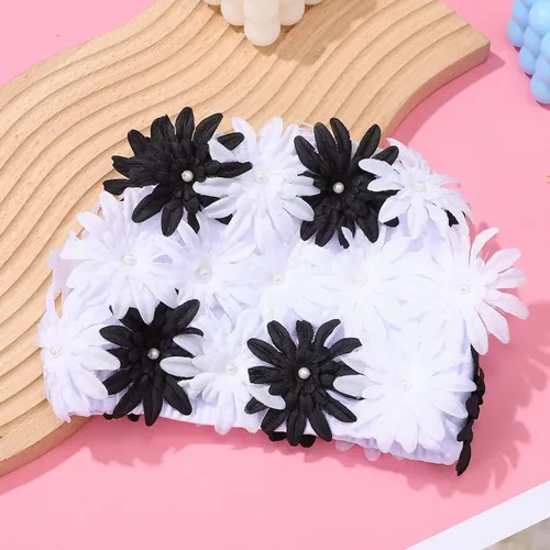 A Gorro De Natación Con Forma De Flor De Perla Hueca Ljk