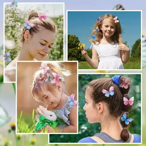 Pinzas Para Pelo Niña Con Moño Y Mariposa, Clip