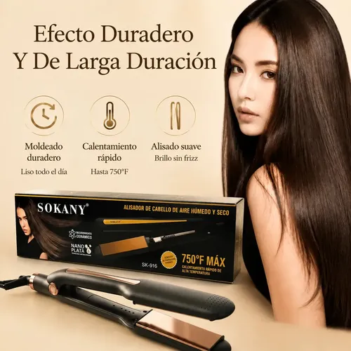 Plancha de Pelo Profesional Temperatura Máxima de 400 °F, Opciones de Peinado Versátiles Planchitas Pelo, Color Negro.