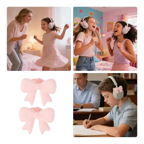 ` 1 Par De Accesorios For Auriculares Con Lazo Rosa |