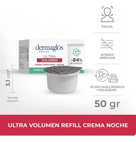 Refill Dermaglos Crema Hidratante De Noche Ultra Volumen 50g