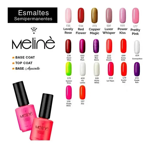 Esmaltes Semipermanentes Meline Color + Base + Top