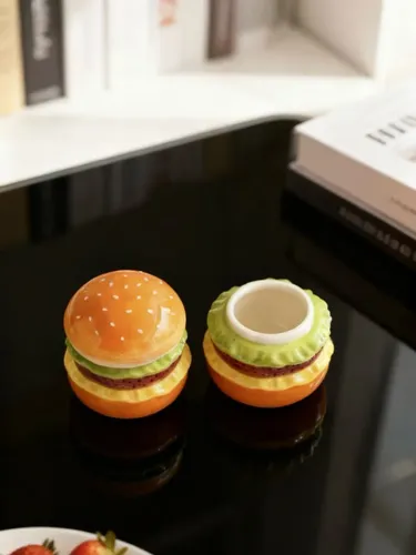 Dispensador Hilo Dental Plástico Forma Hamburguesa
