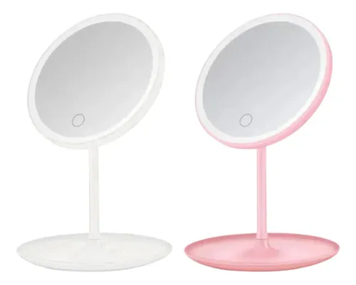 Espejo De Maquillaje 3 Modos Luces Led  Con Base Carga Usb