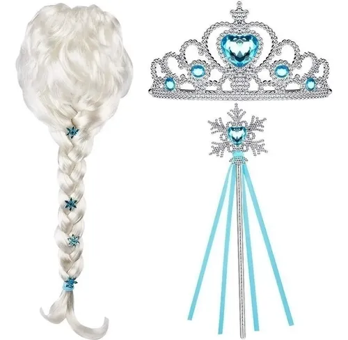 Peluca Elsa Frozen Para Cosplay Niña Disfraz Juego 7qwq
