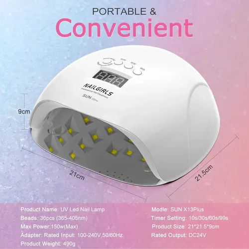 Lámpara Uv Led 150w Para Uñas Con Sensor Y 4 Tiempos