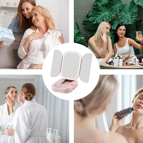 Espejo Maquillaje Led Luz 3 Modos Aumento 10x Recargable Usb