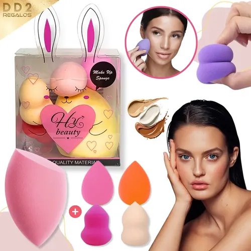 Set X5 Esponjas Mini Blender Maquillaje Base Liquido