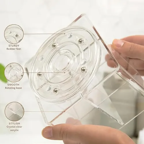 Organizador Multiuso Acrílico Giratorio Porta Maquillajes Color Transparente
