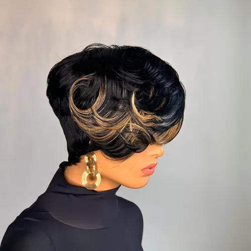 Pelucas Pixie Cabello Humano Mujeres Afroamericanas Corte