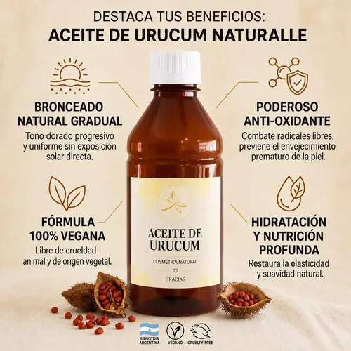 Aceite De Urucum 250ml Autobronceante Anti Oxidante Natural