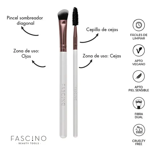 Set 15 Brochas Maquillaje Fascino Rosa Y Blanco