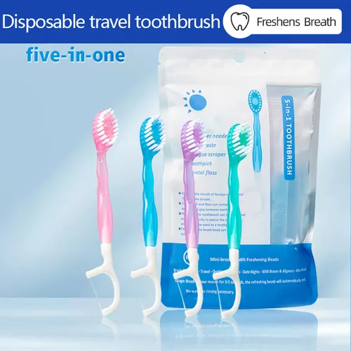 Mini Cepillo De Dientes Desechable Versátil Con Hilo Dental