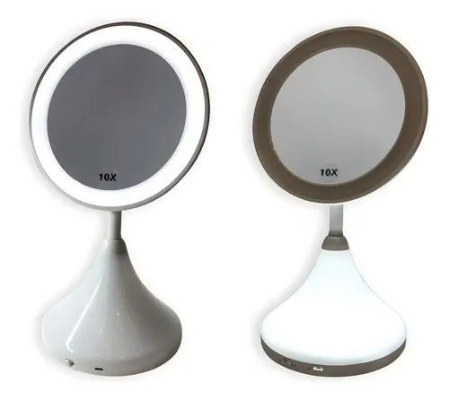 Espejo Maquillaje Redondo 10x Aumento Jessamy 15cm Luz Led Flexible