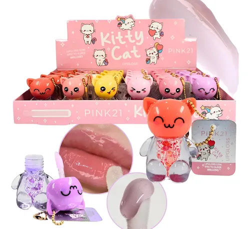 Labial Lip Gloss Hidratante Forma De Gatito Lip Oil Pink 21