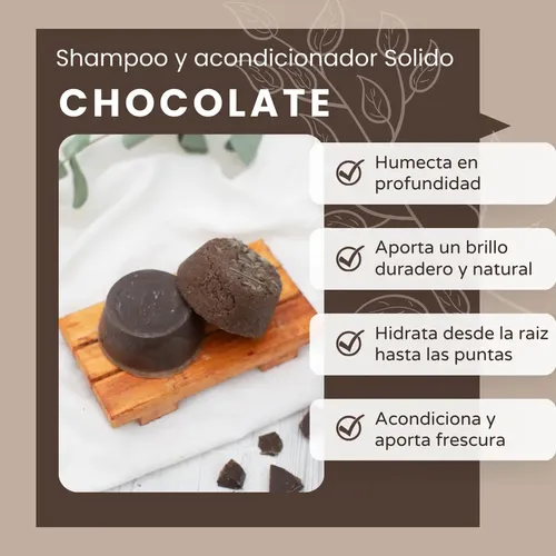 Shampoo Y Acondicionador Solido Chocolate, Reparador