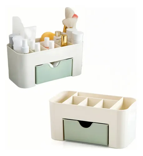 Organizador Maquillaje Verde Oh My Shop Con Cajón 7 Compartimentos Plástico