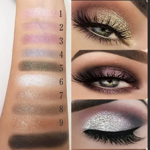 Paleta Glitter De Sombras Oro 10 Colores Resistente