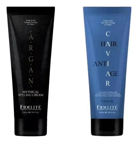 Kit Fidelite X2 Cremas De Peinar Argan + Rulos X230ml C/u