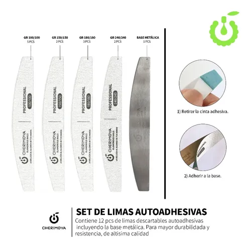 Set Lima Metálica +12 Limas Autoadhesivas Repuesto Cherimoya