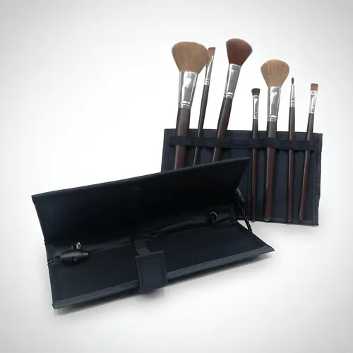Set X3 Maquillaje Brocha+2 Pincel Ojos Pelo Natural +estuche
