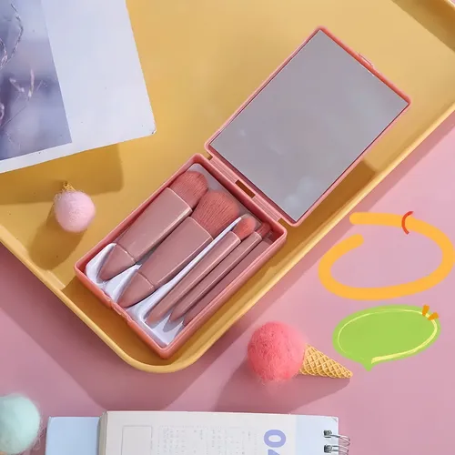 P/j Set Portátil 5 Brochas De Maquillaje Con Estuche Y