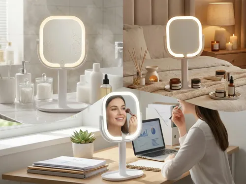 Espejo De Maquillaje Sanycasa Con Luz Led Con Aumento De 1x/