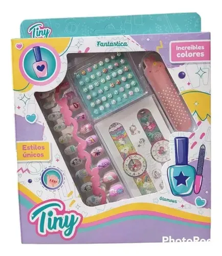 Tiny Nail Art Blanco Set De Uñas Postizas Con Strass